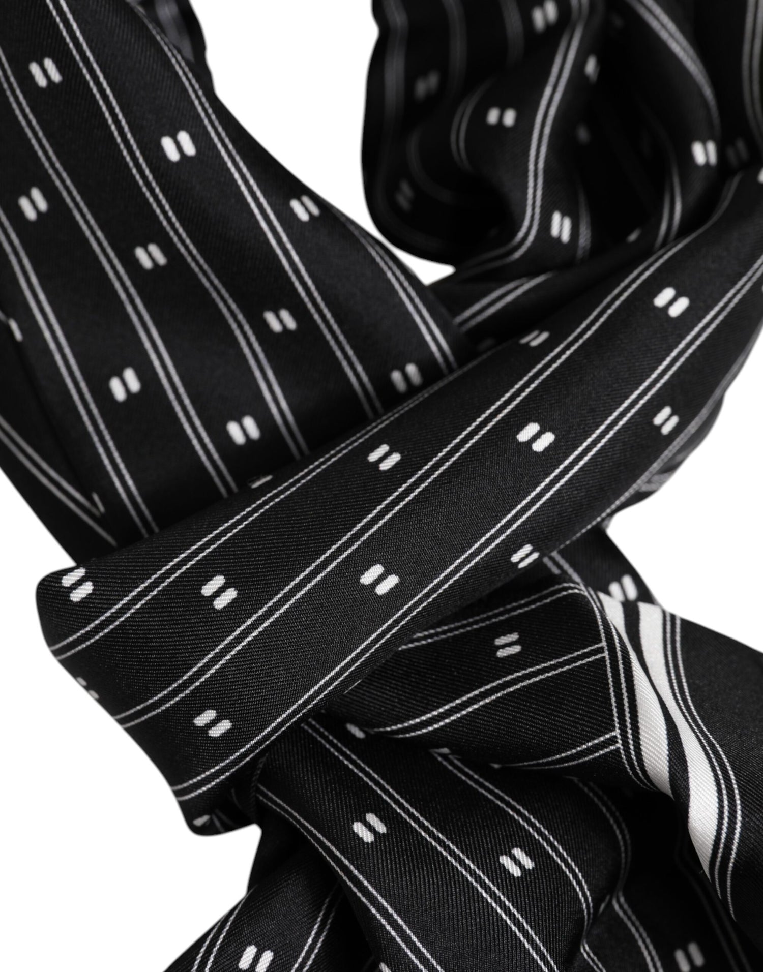 Dolce &amp;amp; Gabbana Svart Sidenmönstrad Franshalsduk Herr Foulard