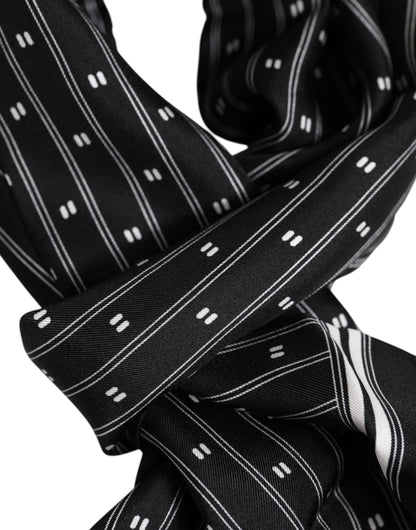 Dolce &amp;amp; Gabbana Svart Sidenmönstrad Franshalsduk Herr Foulard
