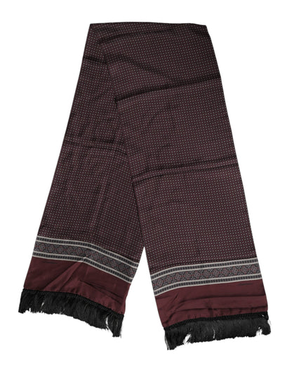 Dolce &amp;amp; Gabbana Rödbrun Prickig Sidenfransad Foulard Halsduk
