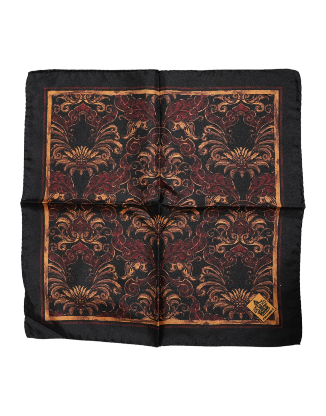 Dolce &amp;amp; Gabbana Svart Blommig Siden Fyrkantig Herr Foulard Halsduk