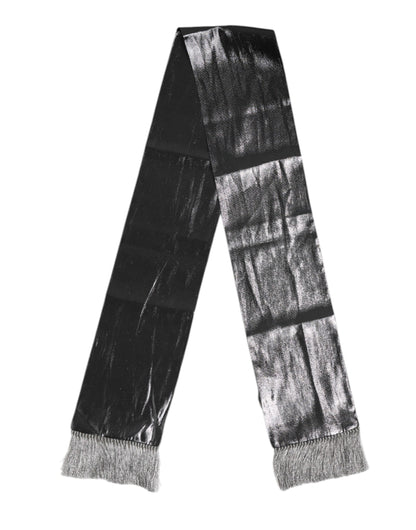 Dolce &amp;amp; Gabbana Metallic Grå Sidenfransar Foulard Halsduk