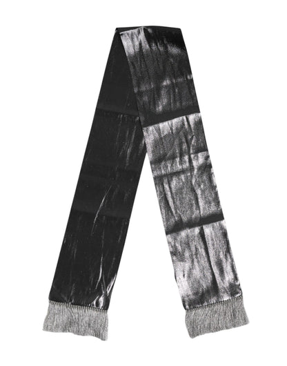 Dolce &amp;amp; Gabbana Metallic Grå Sidenfransar Foulard Halsduk