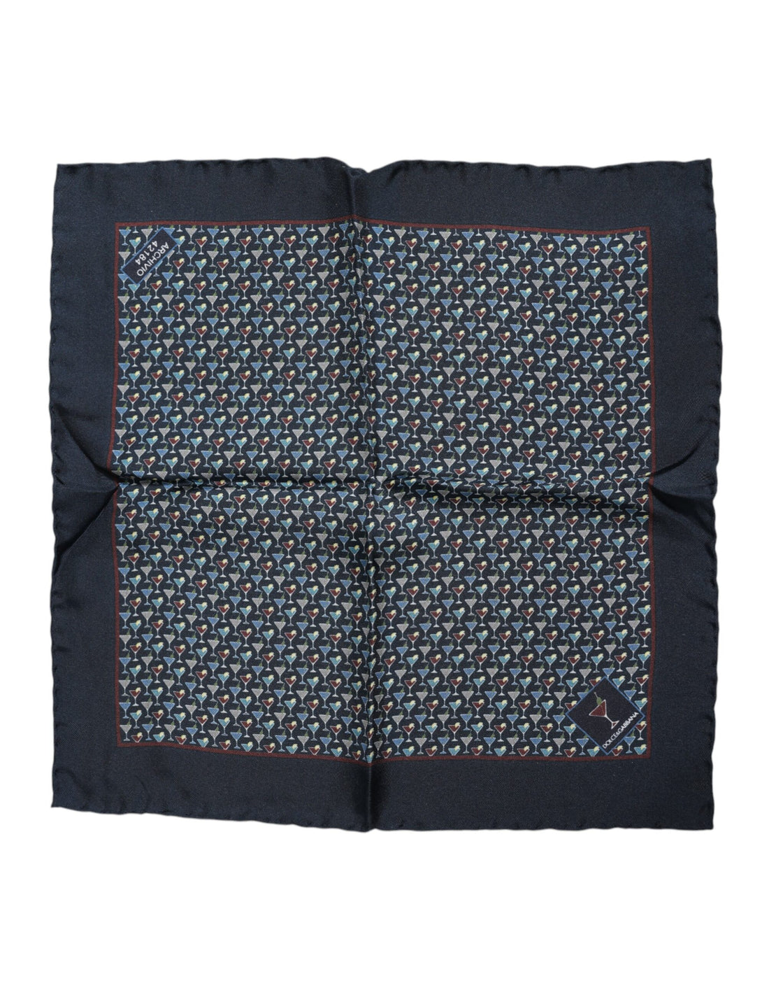 Dolce &amp;amp; Gabbana Blå Cocktail Siden Fyrkantig Foulard Halsduk