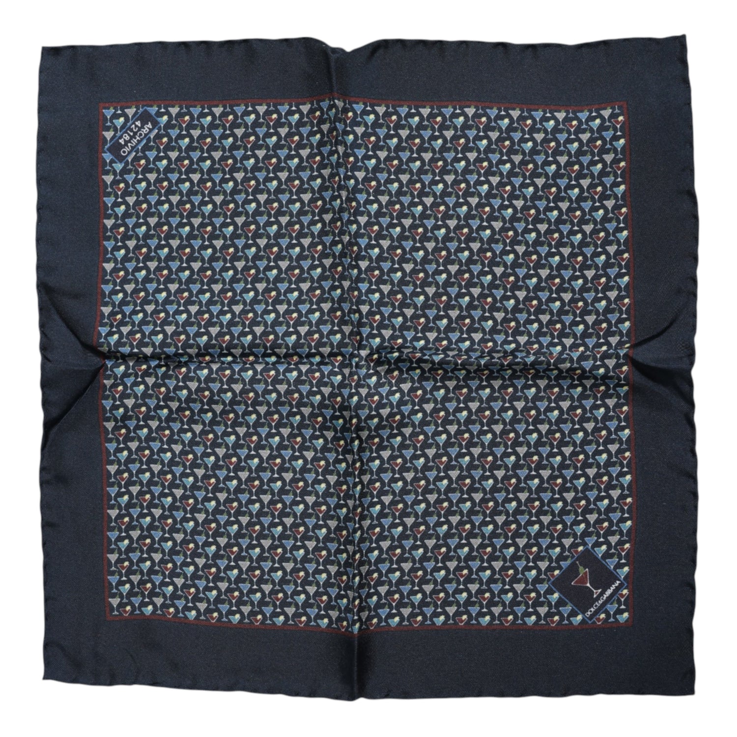 Dolce &amp;amp; Gabbana Blå Cocktail Siden Fyrkantig Foulard Halsduk