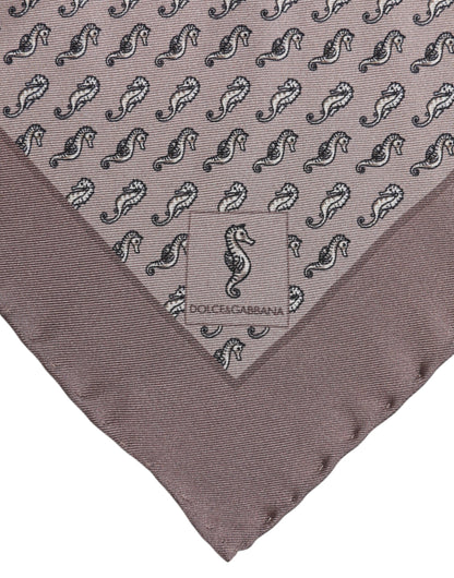 Dolce &amp;amp; Gabbana Brun Sjöhäst Siden Fyrkantig Foulard Halsduk