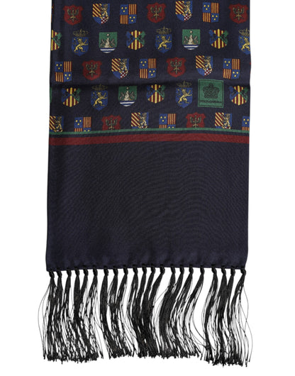 Dolce &amp;amp; Gabbana Blå Sidenmönstrad Franshalsduk