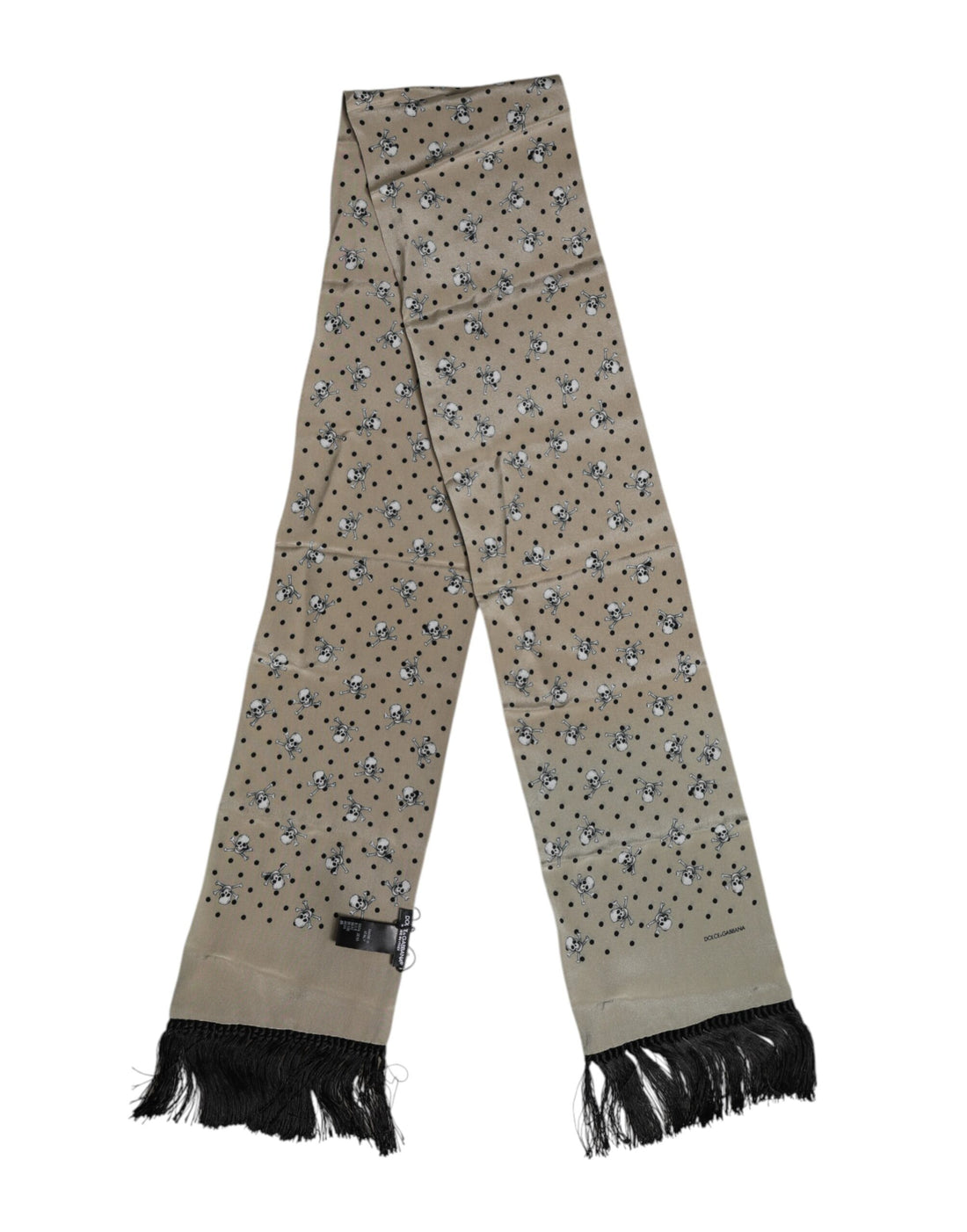 Dolce &amp;amp; Gabbana Grå Dödskallar Sidenfransar Herr Foulard Halsduk
