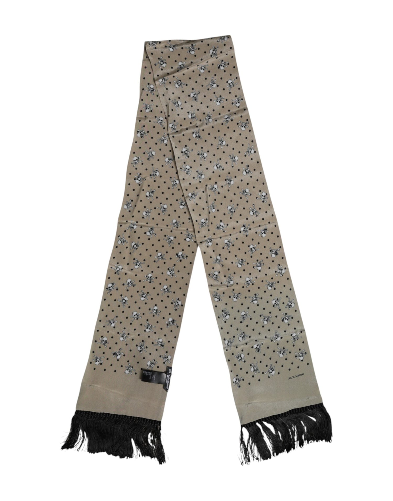 Dolce &amp;amp; Gabbana Grå Dödskallar Sidenfransar Herr Foulard Halsduk