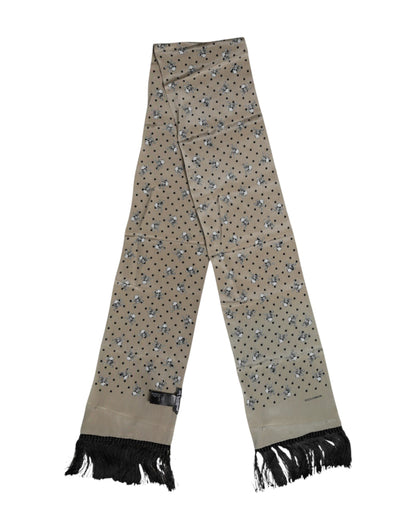 Dolce &amp;amp; Gabbana Grå Dödskallar Sidenfransar Herr Foulard Halsduk