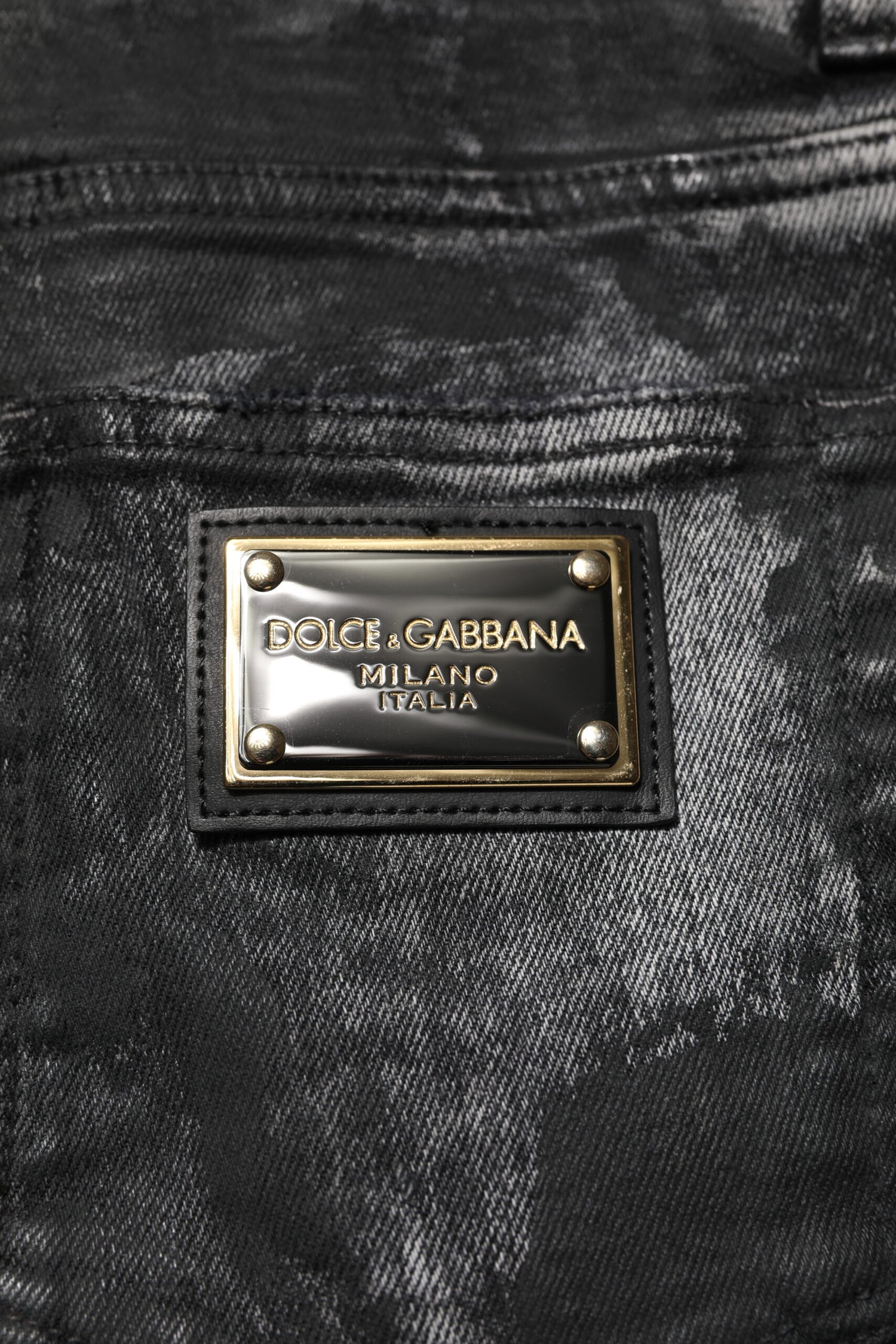 Dolce &amp;amp; Gabbana svarta tvättade utsmyckade skinny denimjeans
