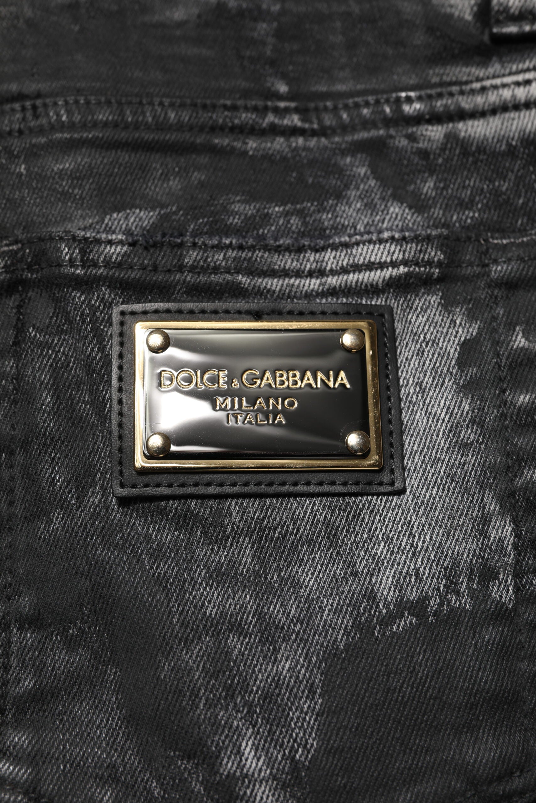 Dolce &amp;amp; Gabbana svarta tvättade utsmyckade skinny denimjeans