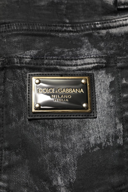 Dolce &amp;amp; Gabbana svarta tvättade utsmyckade skinny denimjeans