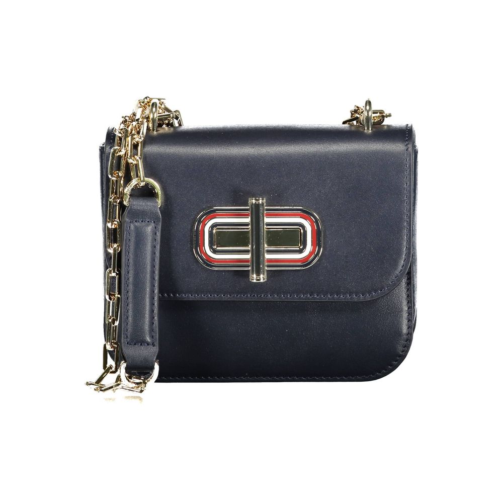 Tommy Hilfiger blå läderhandväska
