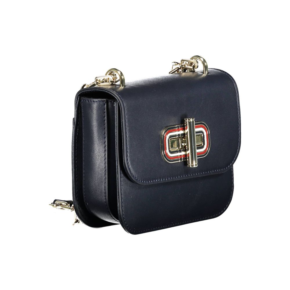 Tommy Hilfiger blå läderhandväska