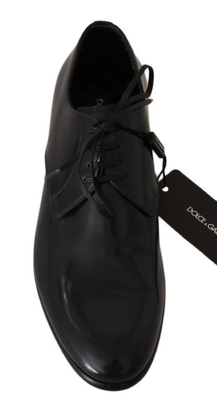 Dolce &amp;amp; Gabbana Blå Läderpolerade Derbyskor