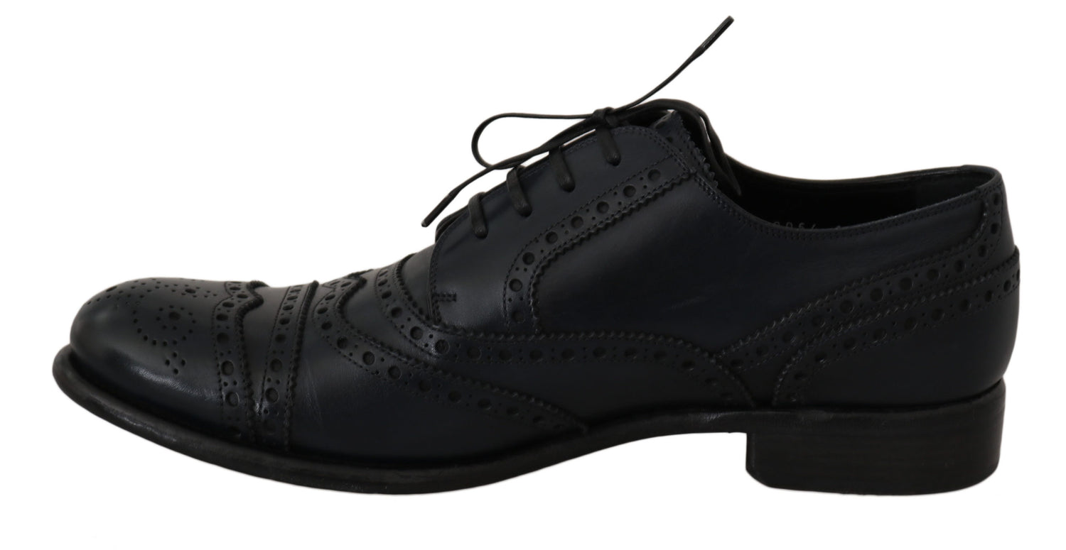 Dolce &amp;amp; Gabbana Mörkblå Läder Wingtip Oxford Finskor
