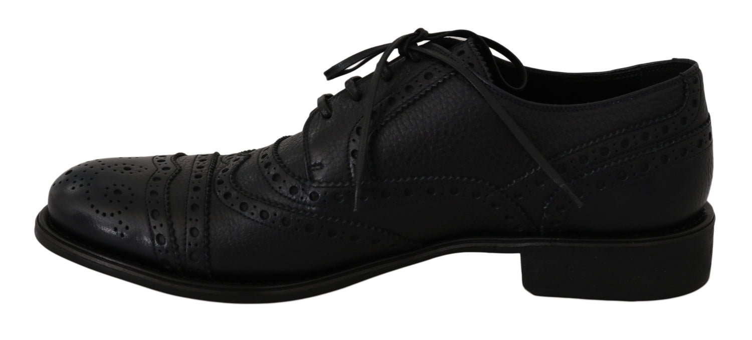 Dolce &amp;amp; Gabbana Blå Läder Wingtip Oxford Finskor