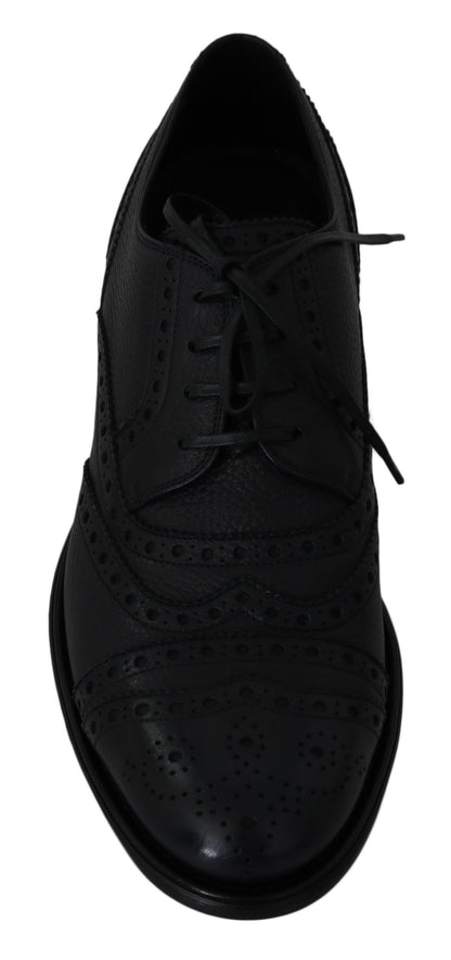 Dolce &amp;amp; Gabbana Blå Läder Wingtip Oxford Finskor