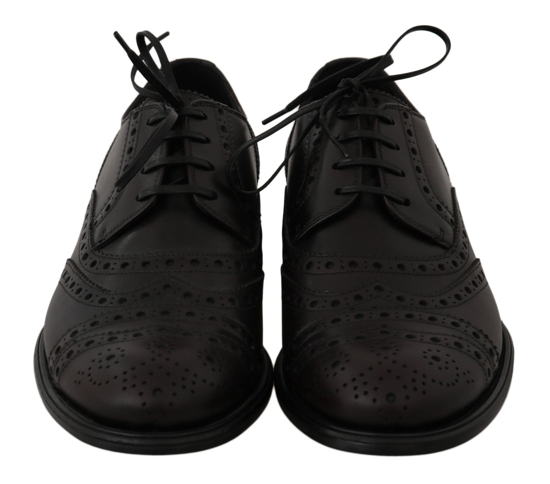 Dolce &amp;amp; Gabbana Svarta Läder Wingtip Oxford Finskor
