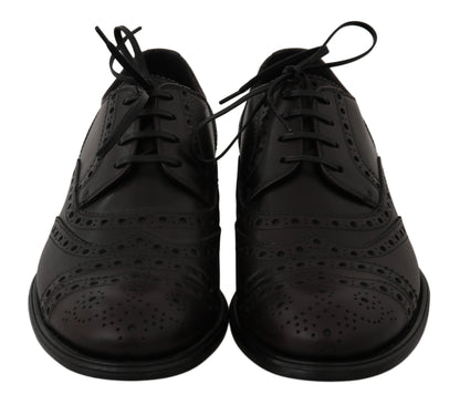Dolce &amp;amp; Gabbana Svarta Läder Wingtip Oxford Finskor