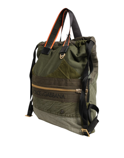 Dolce &amp;amp; Gabbana Militärgrön Patchwork Ryggsäck