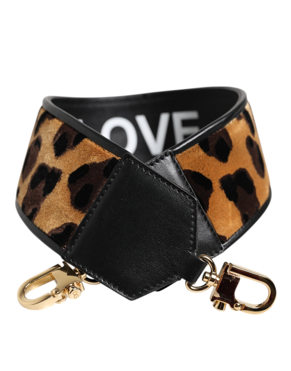 Dolce &amp;amp; Gabbana Svart Leopardmönstrad Vändbar Väska Axelrem