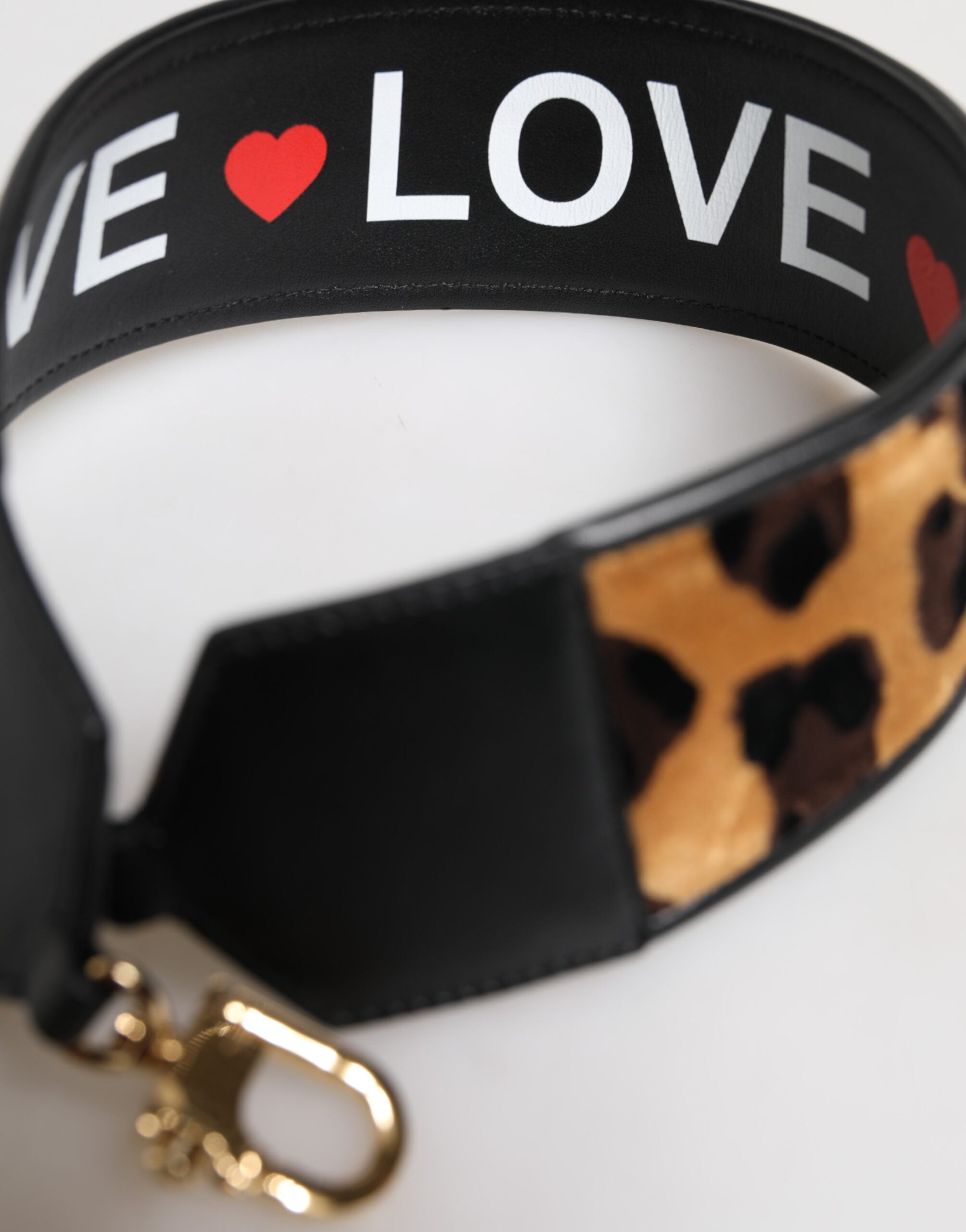 Dolce &amp;amp; Gabbana Svart Leopardmönstrad Vändbar Väska Axelrem