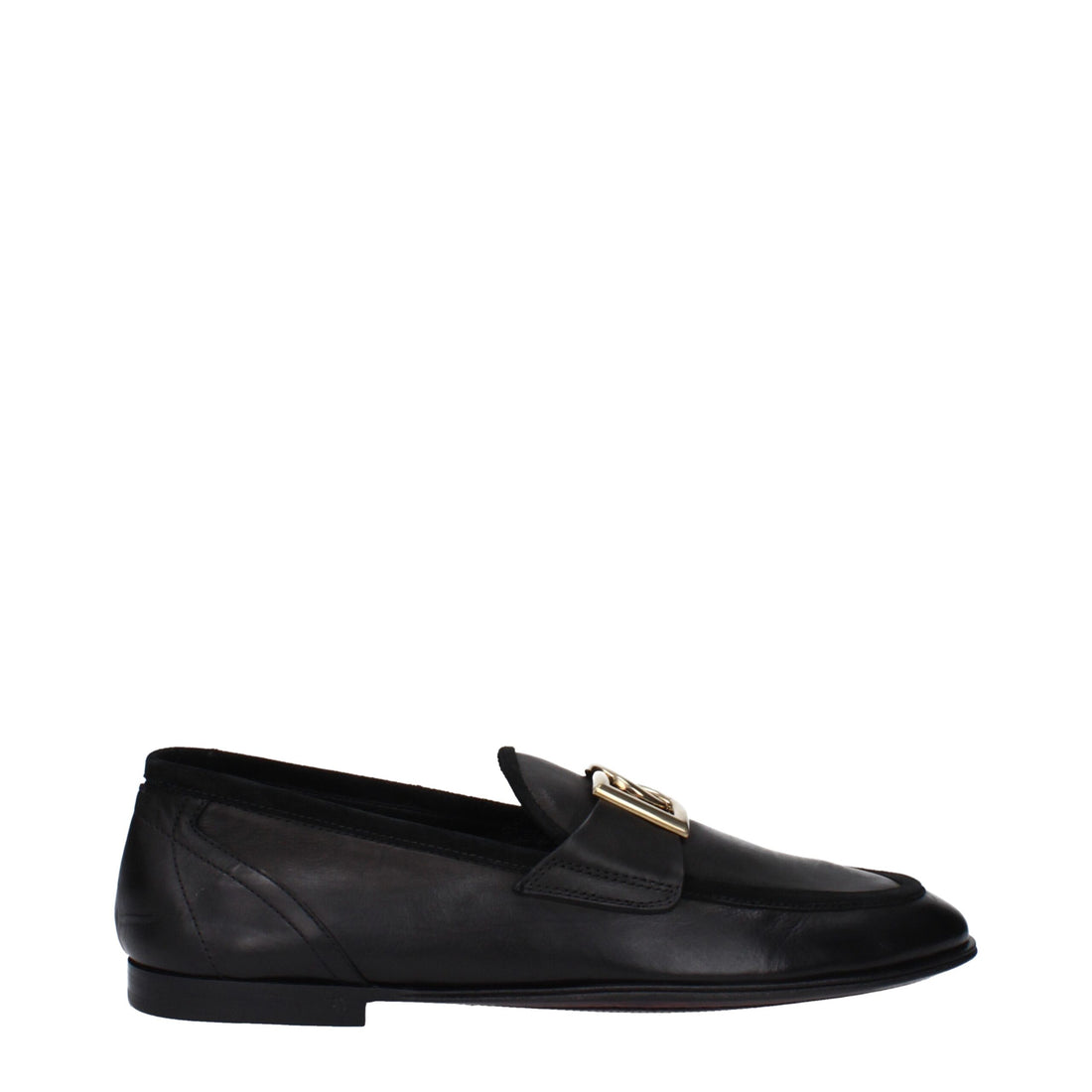 Dolce &amp;amp; Gabbana svarta slip-on-loafers i läder
