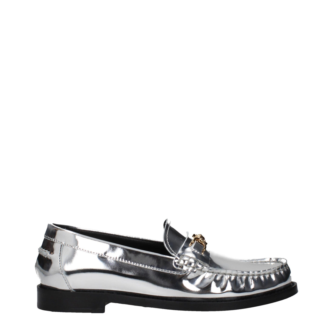 Versace Grå Läder Slip-On Loafers