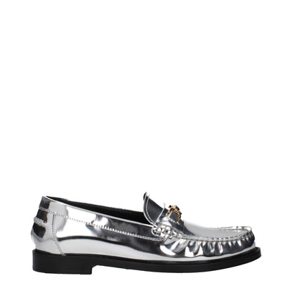 Versace Grå Läder Slip-On Loafers