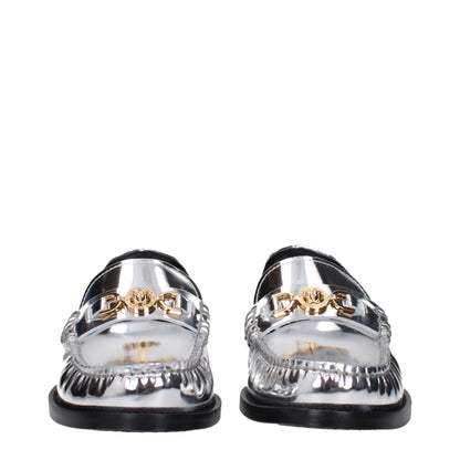 Versace Grå Läder Slip-On Loafers