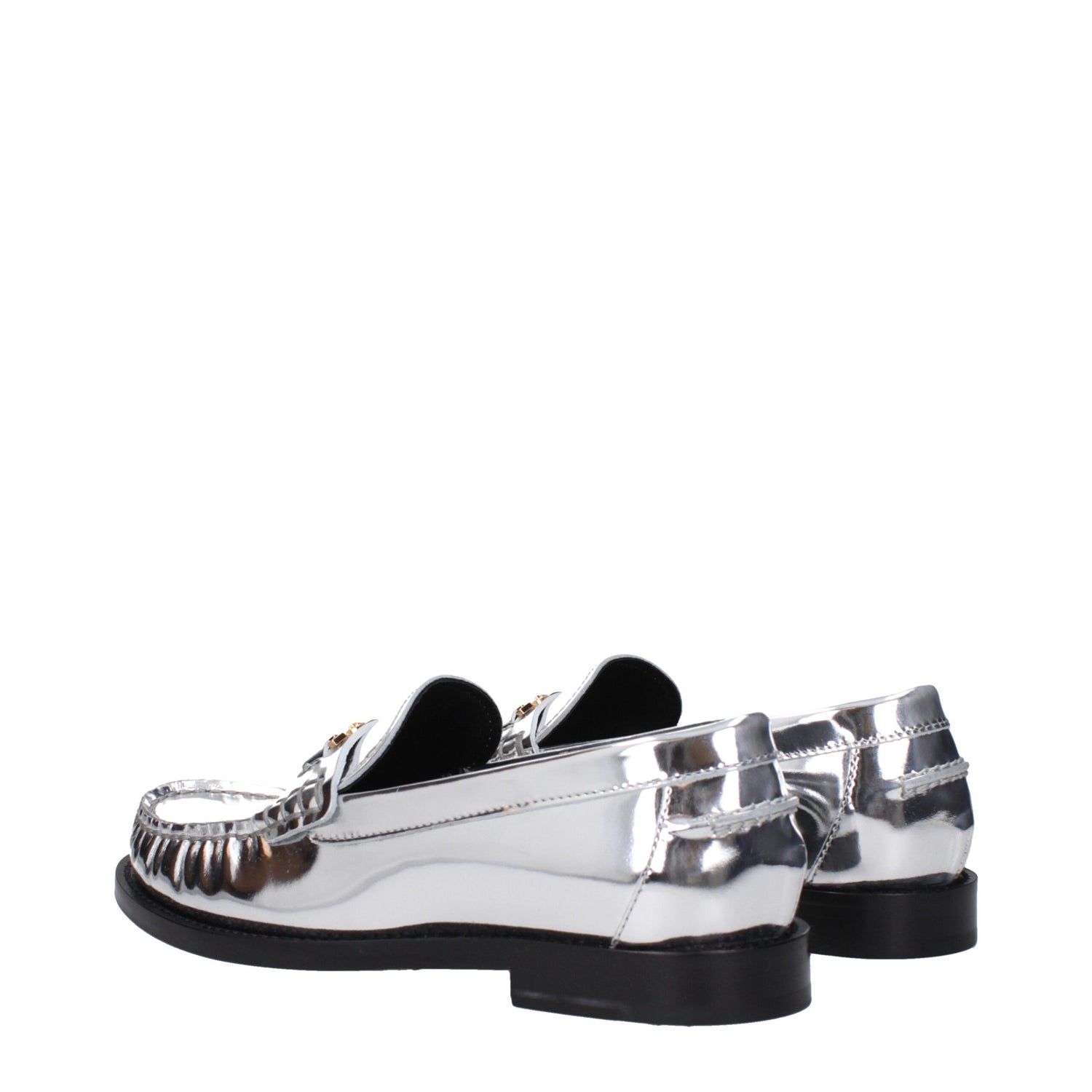 Versace Grå Läder Slip-On Loafers