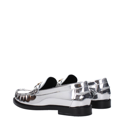 Versace Grå Läder Slip-On Loafers