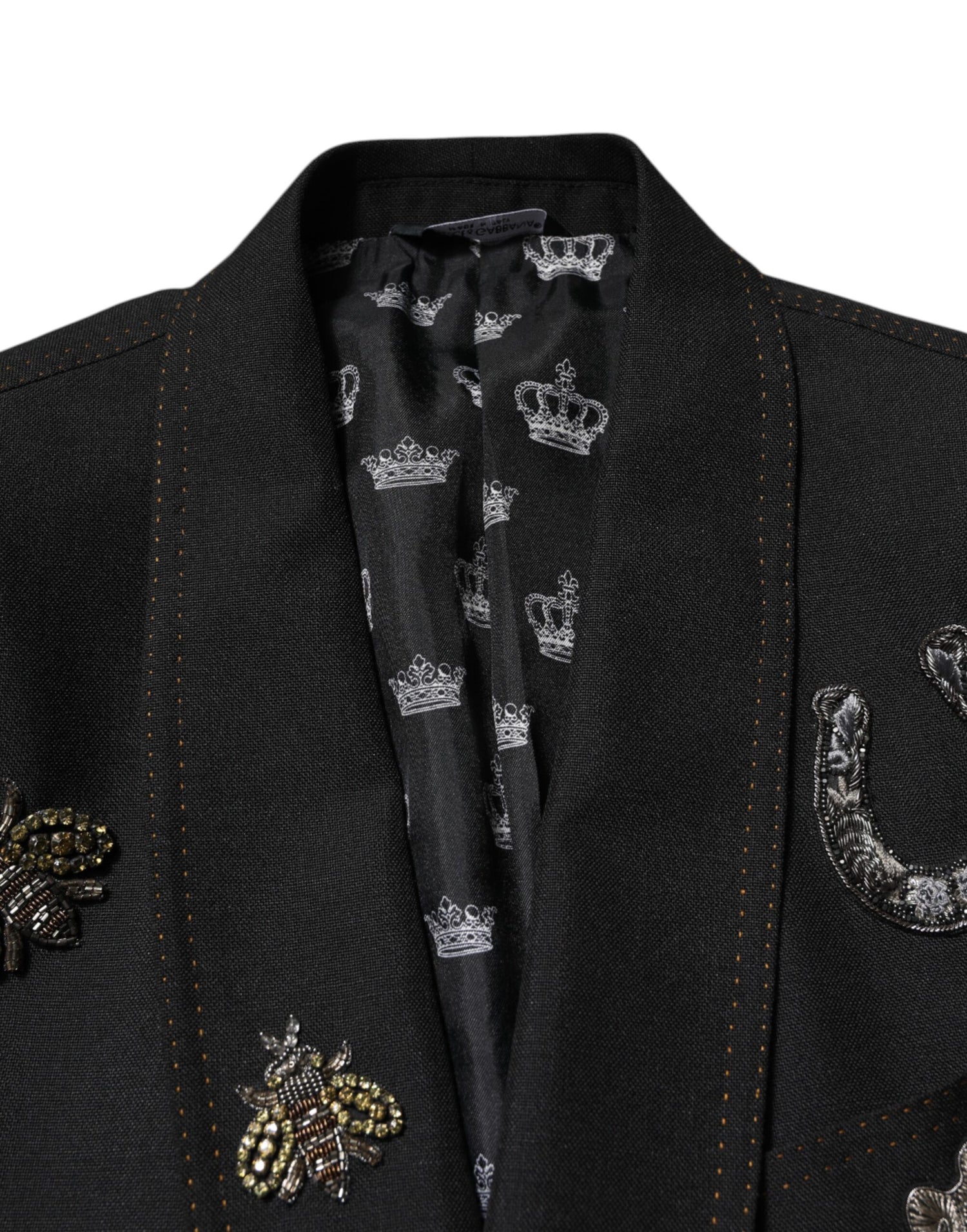 Dolce &amp;amp; Gabbana svart kavaj med bikrona och utsmyckad kavaj