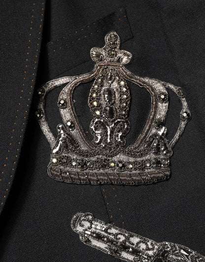Dolce &amp;amp; Gabbana svart kavaj med bikrona och utsmyckad kavaj