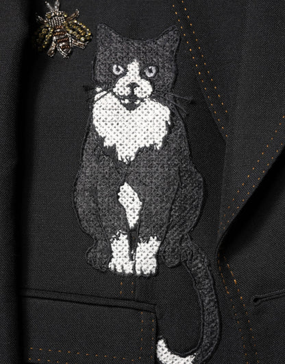 Dolce &amp;amp; Gabbana svart kavaj med bikrona och utsmyckad kavaj