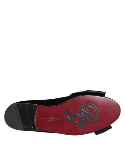 Dolce &amp;amp; Gabbana Svarta VATICANO Slip-On Skor Med Kristallband