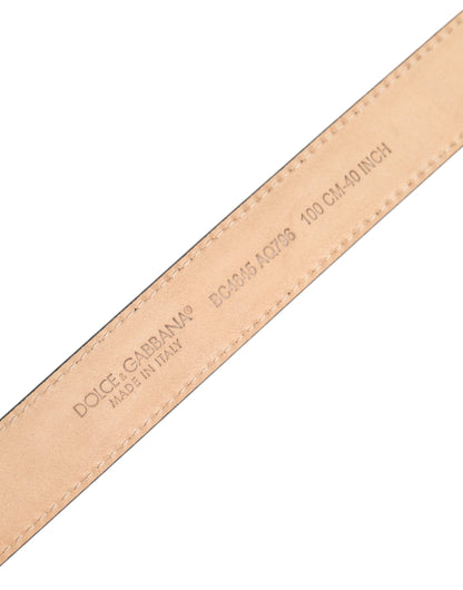 Dolce &amp;amp; Gabbana Metallic Läderbälte Silverfärgat Logotypspänne