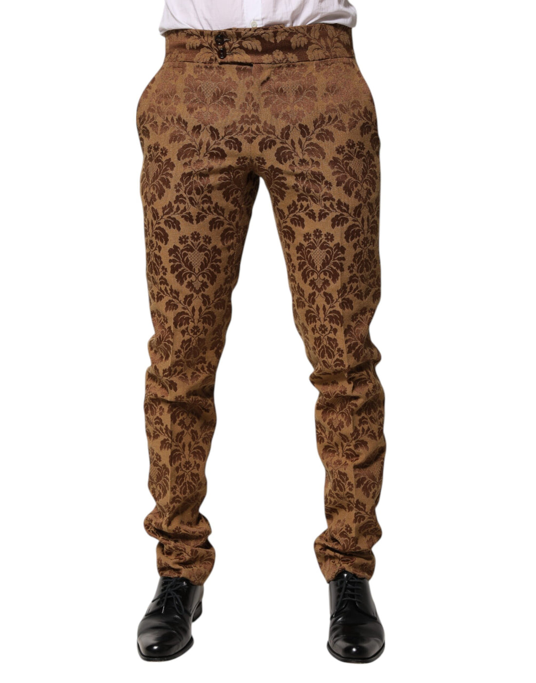 Dolce &amp;amp; Gabbana Bruna Blommiga Jacquard Herr Skinny Byxor