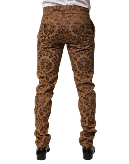 Dolce &amp;amp; Gabbana Bruna Blommiga Jacquard Herr Skinny Byxor