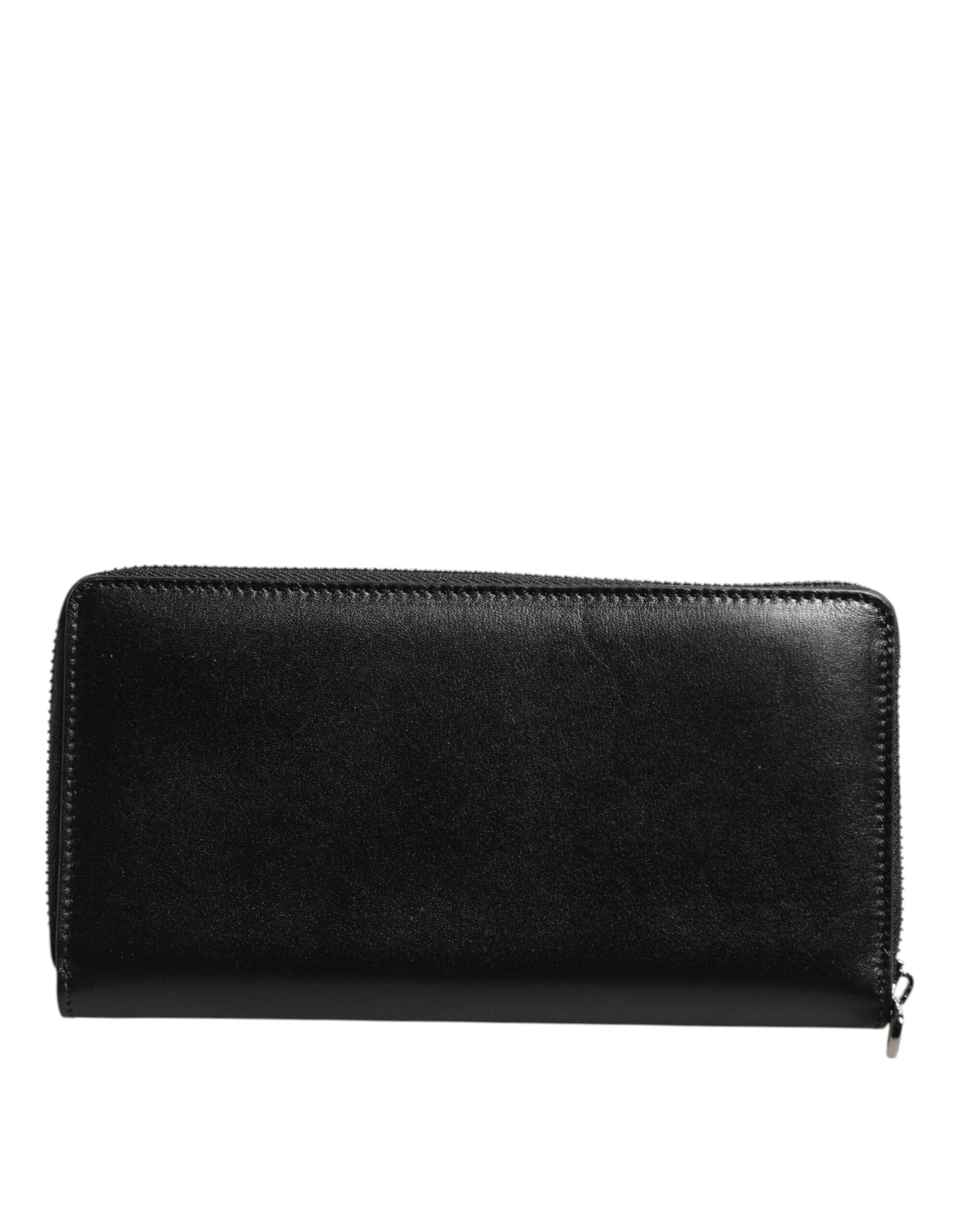 Dolce &amp;amp; Gabbana svart läderplånbok med logotyp och dragkedja runtom