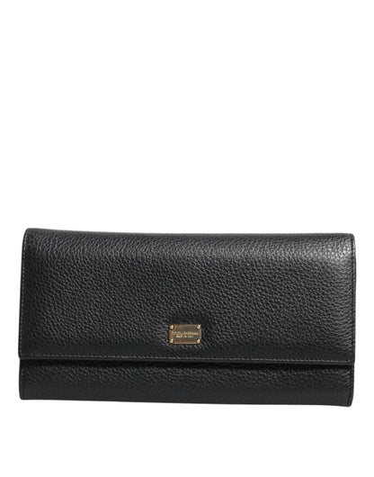 Dolce &amp;amp; Gabbana svart läderplånbok med trefaldig logotyp och korthållare