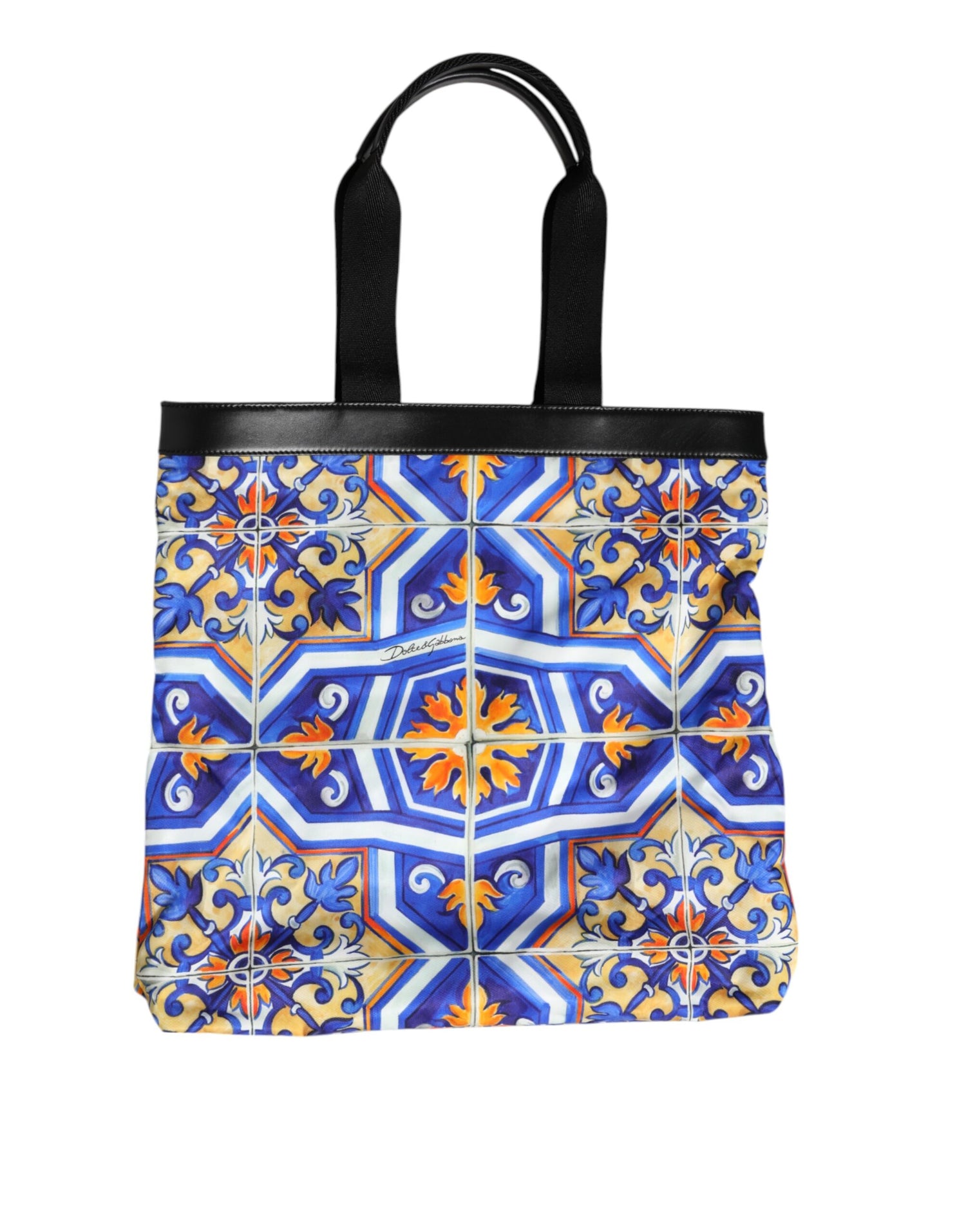 Dolce &amp;amp; Gabbana Multicolor Maiolica Print Tote Axelremsväska