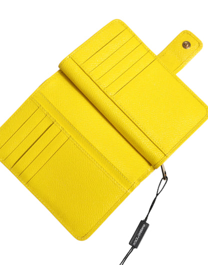 Dolce &amp;amp; Gabbana Gul Läder Bifold Continental Clutch Plånbok