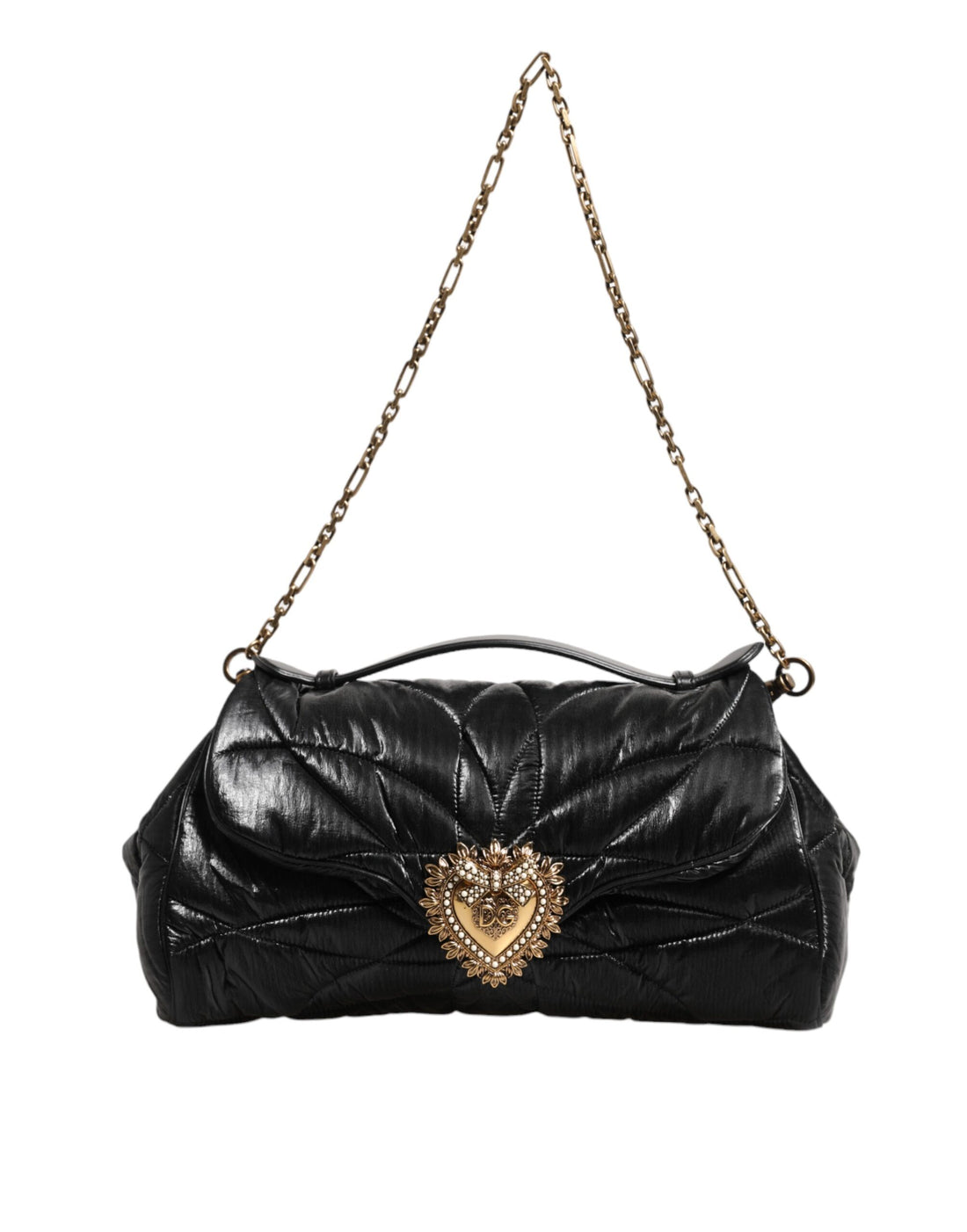 Dolce &amp;amp; Gabbana svart quiltad nylon Devotion-väska med kedjerem