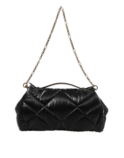Dolce &amp;amp; Gabbana svart quiltad nylon Devotion-väska med kedjerem