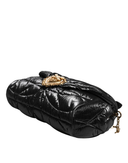 Dolce &amp;amp; Gabbana svart quiltad nylon Devotion-väska med kedjerem