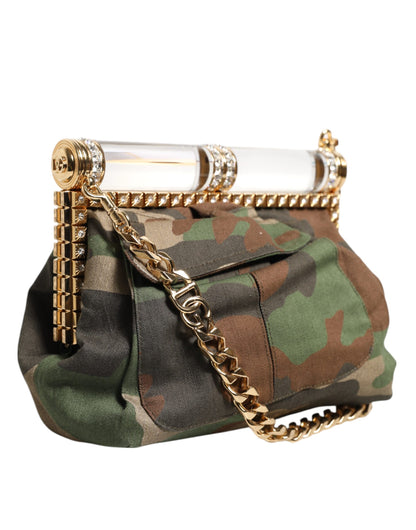 Dolce &amp;amp; Gabbana Multicolor Sicily Medium Kamouflage Axelremsväska