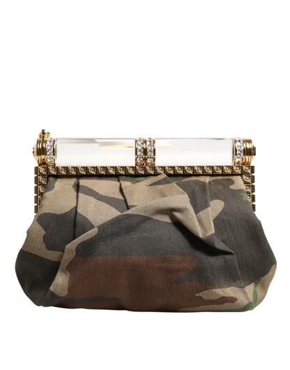 Dolce &amp;amp; Gabbana Multicolor Sicily Medium Kamouflage Axelremsväska