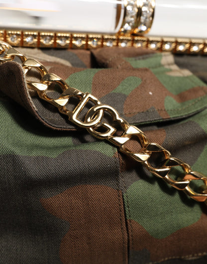 Dolce &amp;amp; Gabbana Multicolor Sicily Medium Kamouflage Axelremsväska